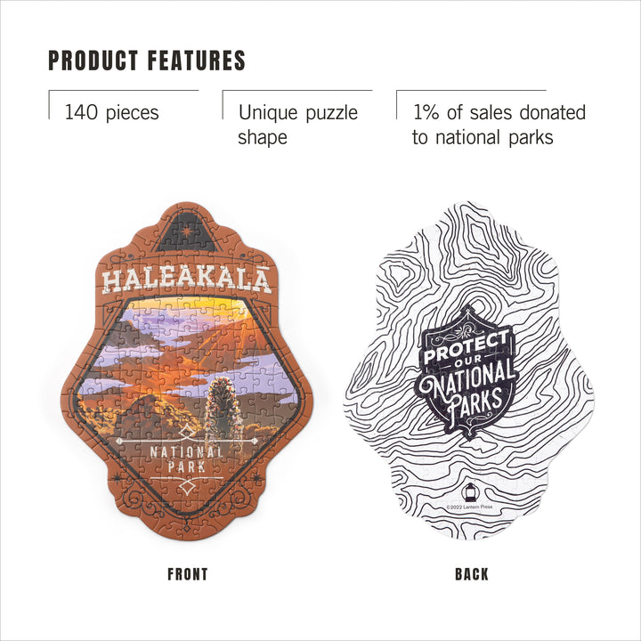 Lantern Press Mini Shaped Adult Jigsaw Puzzle, Protect Our National Parks (Haleakala)