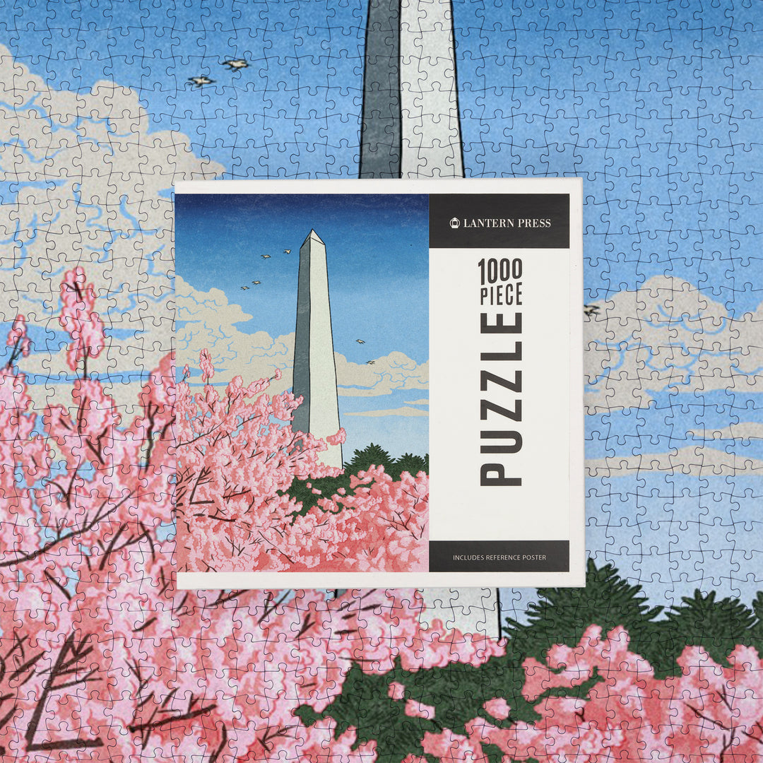 Washington, DC, Washington Monument, Cherry Blossoms, Jigsaw Puzzle