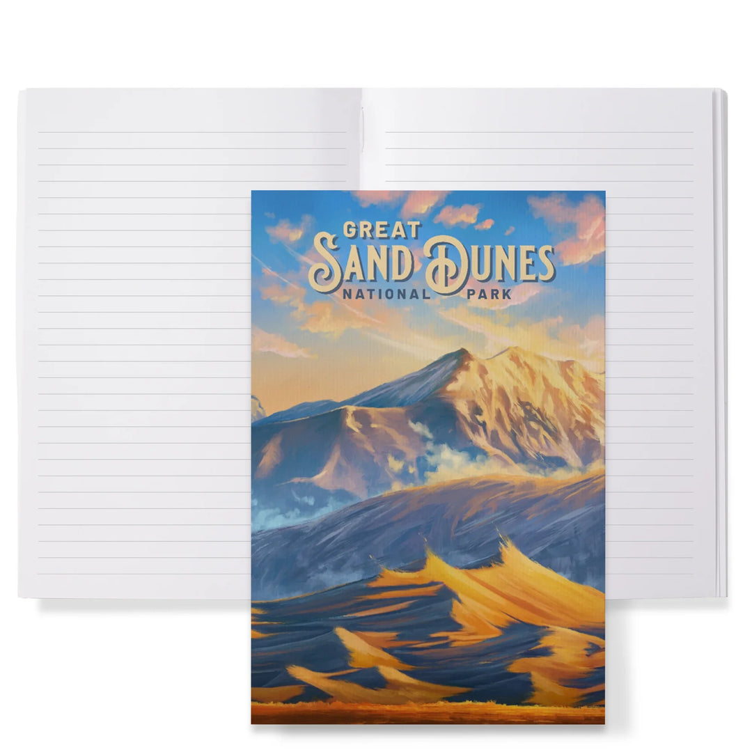 Lined 6x9 Journal, Great Sand Dunes National Park, Colorado, Oil Painting, Lay Flat, 193 Pages, FSC paper