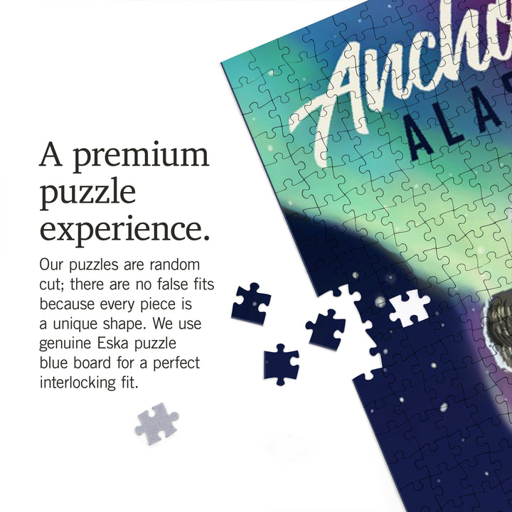 Anchorage, Alaska, Wolf and Northern Lights, Jigsaw Puzzle