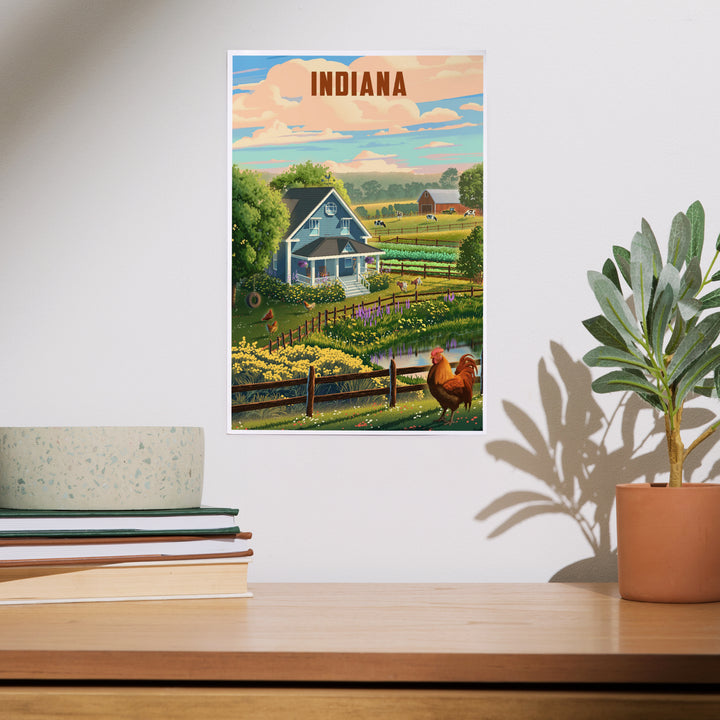 Indiana, Lithograph, Farm Life, Art & Giclee Prints
