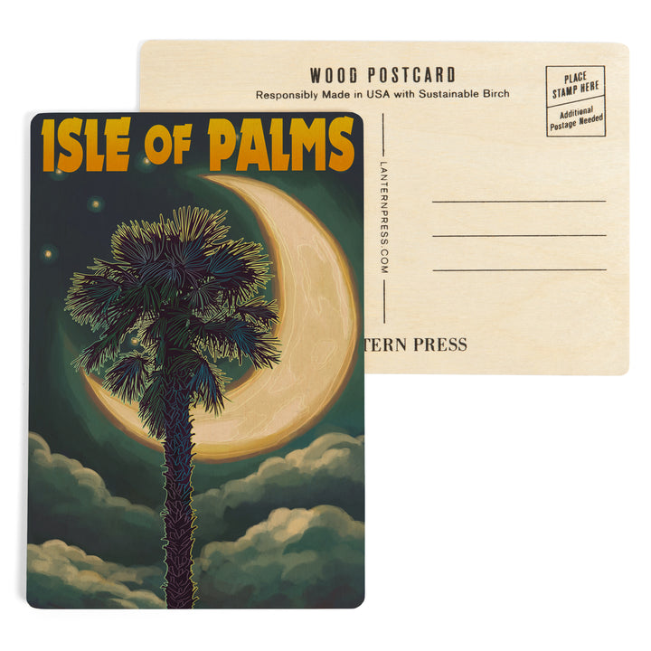 Isle of Palms, South Carolina, Palmetto Moon and Palm, Wood Sign and Postcards