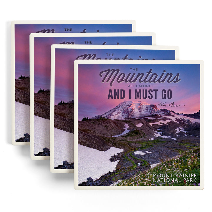 Mount Rainier National Park, Washington, Mountains are Calling and I Must Go Press, Coasters