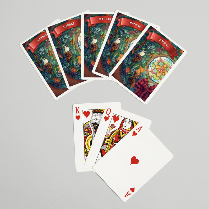 Playing Cards, Kansas, Front Door with Wreath, 52 Card Deck with Jokers in Box, Unique Art