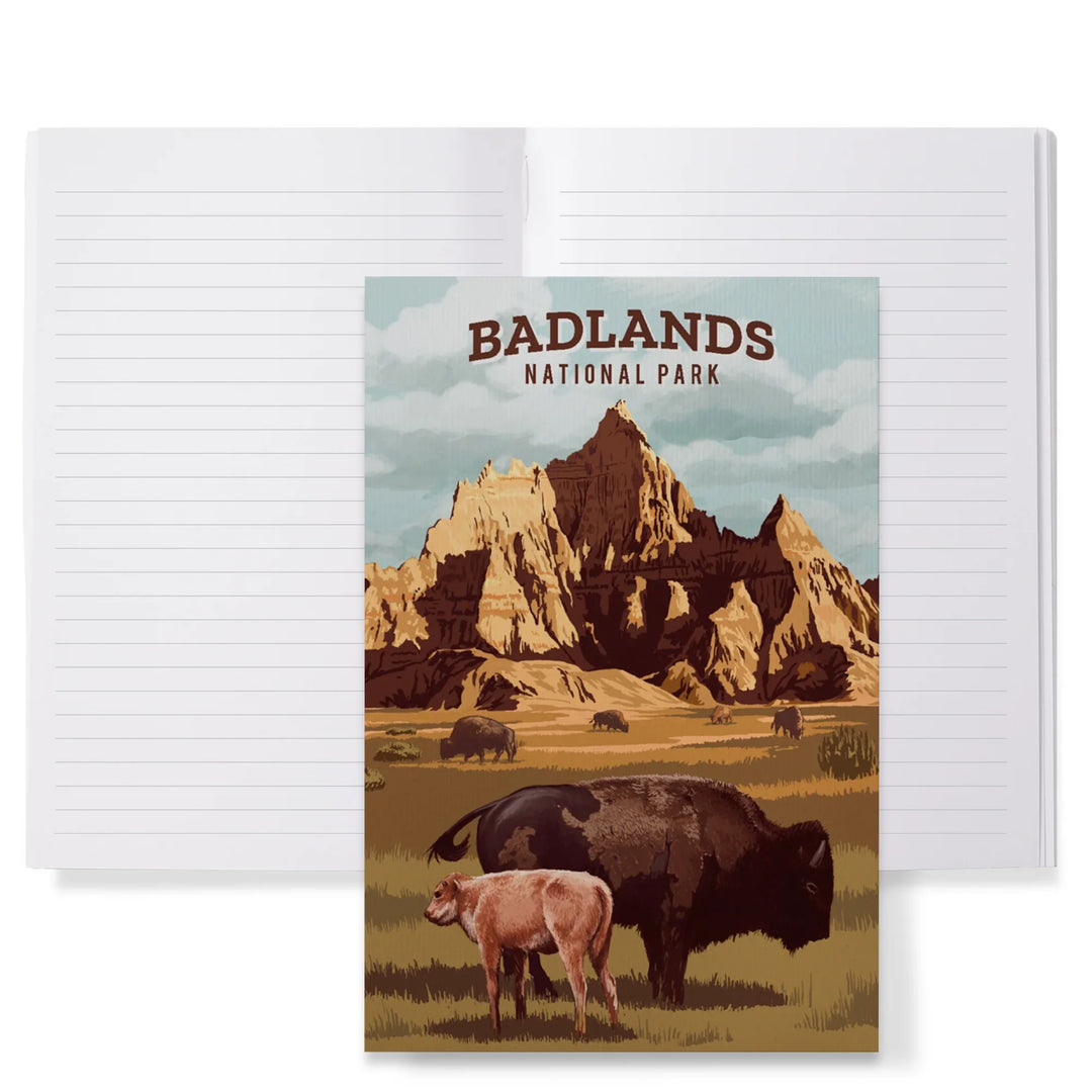 Lined 6x9 Journal, Badlands National Park, South Dakota, Painterly National Park Series, Lay Flat, 193 Pages, FSC paper