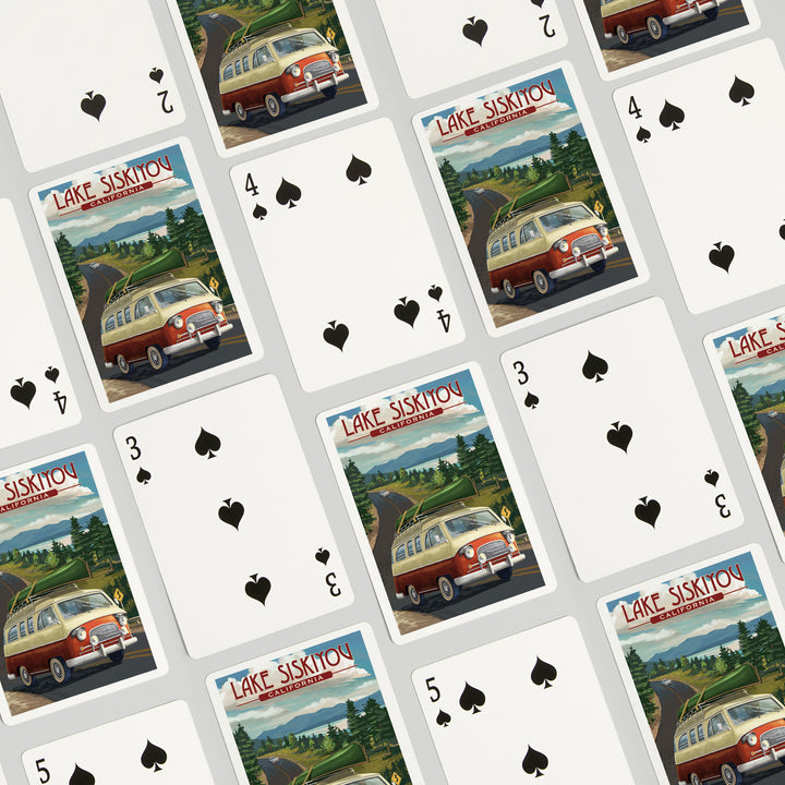 Playing Cards, Lake Siskiyou, California, Camper Van, 52 Card Deck with Jokers in Box, Unique Art