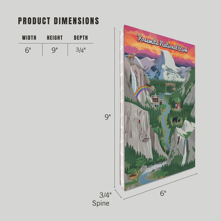 Lined 6x9 Journal, Yosemite National Park, California, Retro Views, Lay Flat, 193 Pages, FSC paper