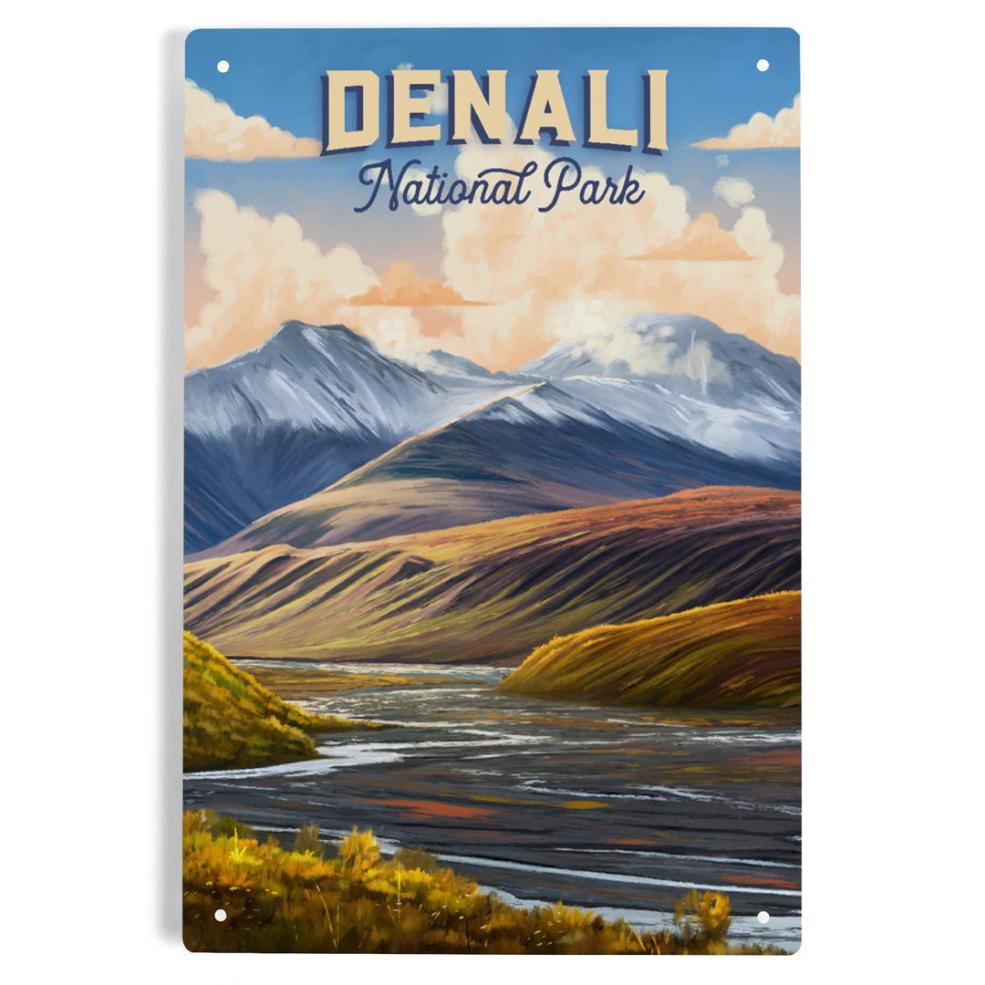Denali National Park and Preserve, Alaska, Oil Painting, Metal Signs