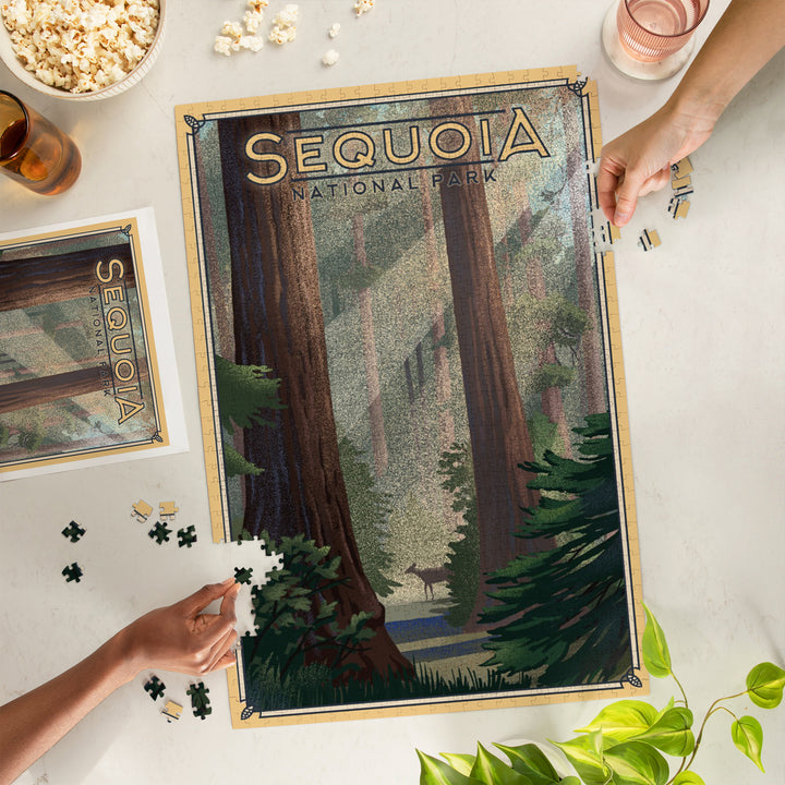 Sequoia National Park, California, Lithograph, Jigsaw Puzzle