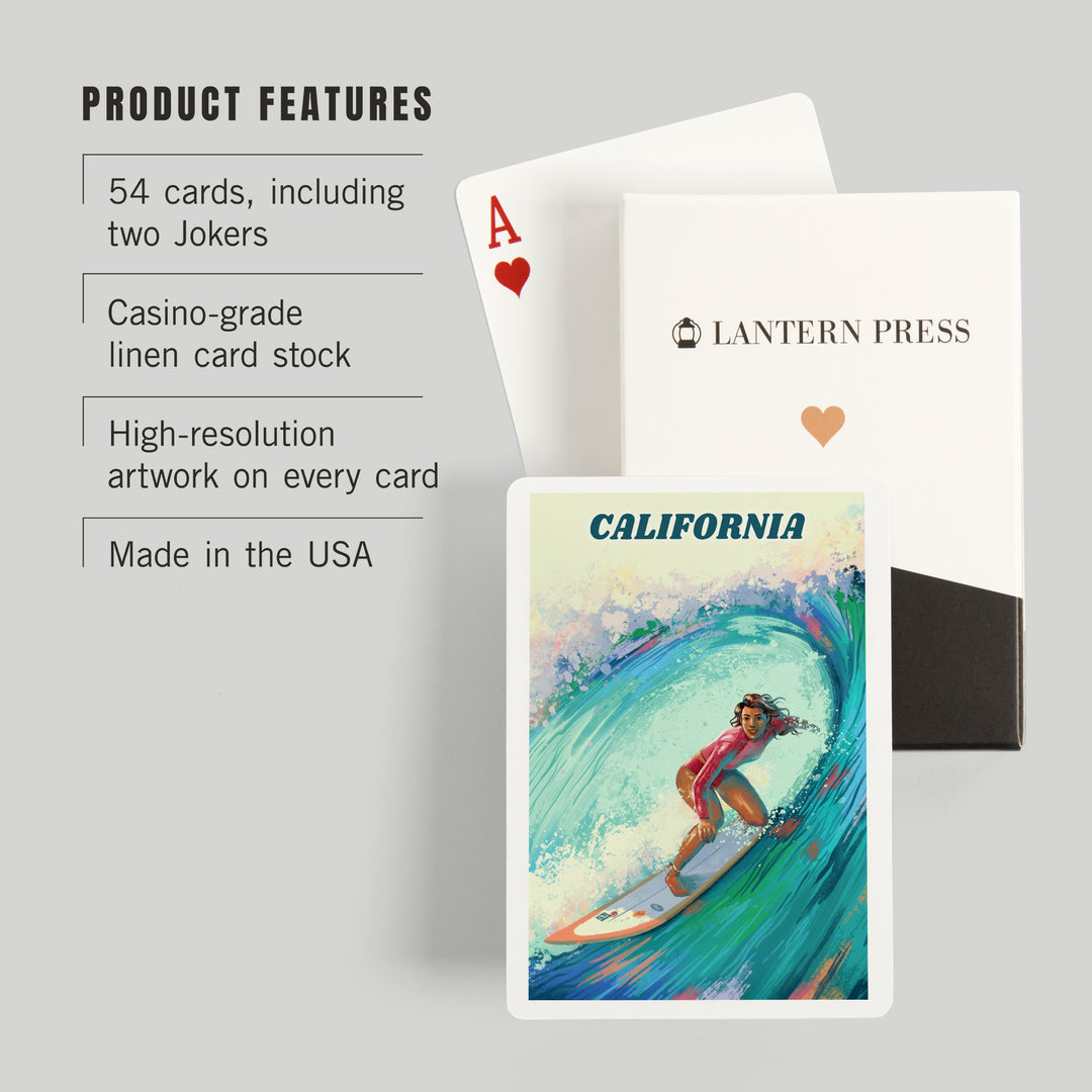 Playing Cards, California, Vitamin Sea, Coastal Series, Surfer Girl, 52 Card Deck with Jokers in Box, Unique Art