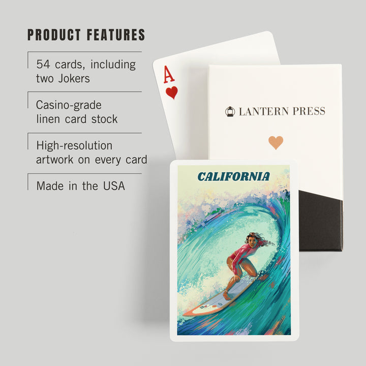 Playing Cards, California, Vitamin Sea, Coastal Series, Surfer Girl, 52 Card Deck with Jokers in Box, Unique Art