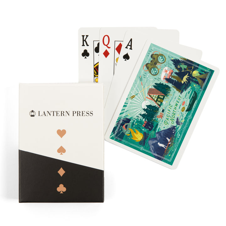 Playing Cards, Pacific Northwest, Lake Life Series, Collage, Landscape With Mountain, 52 Card Deck with Jokers in Box, Unique Art