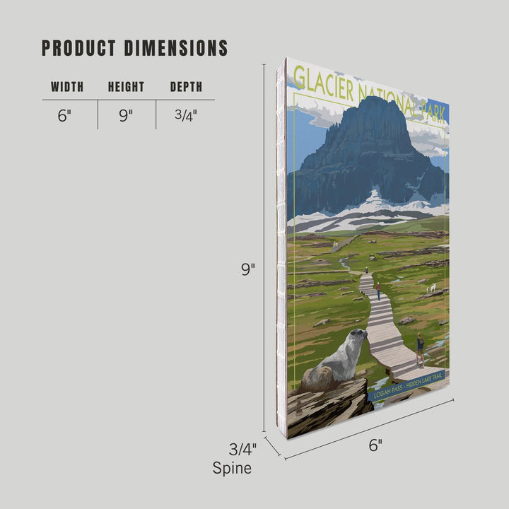 Lined 6x9 Journal, Glacier National Park, Montana, Logan Pass, Lay Flat, 193 Pages, FSC paper