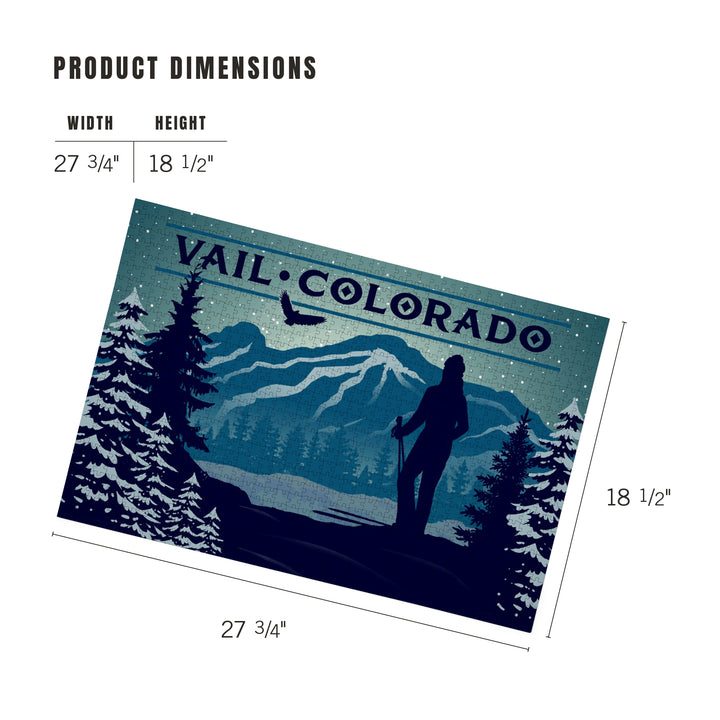 Vail, Colorado, Silhouette, Skier and Mountain, Jigsaw Puzzle