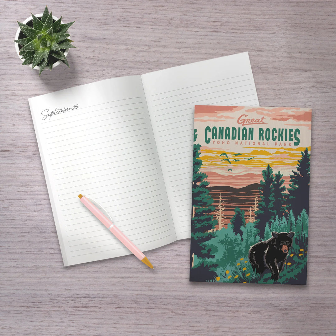 Lined 6x9 Journal, Yoho National Park, Canadian Rockies, Explorer Series, Bear, Lay Flat, 193 Pages, FSC paper