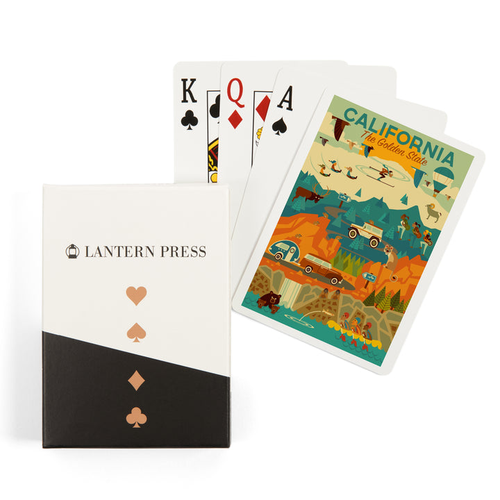 Playing Cards, California, The Golden State, Geometric, 52 Card Deck with Jokers in Box, Unique Art