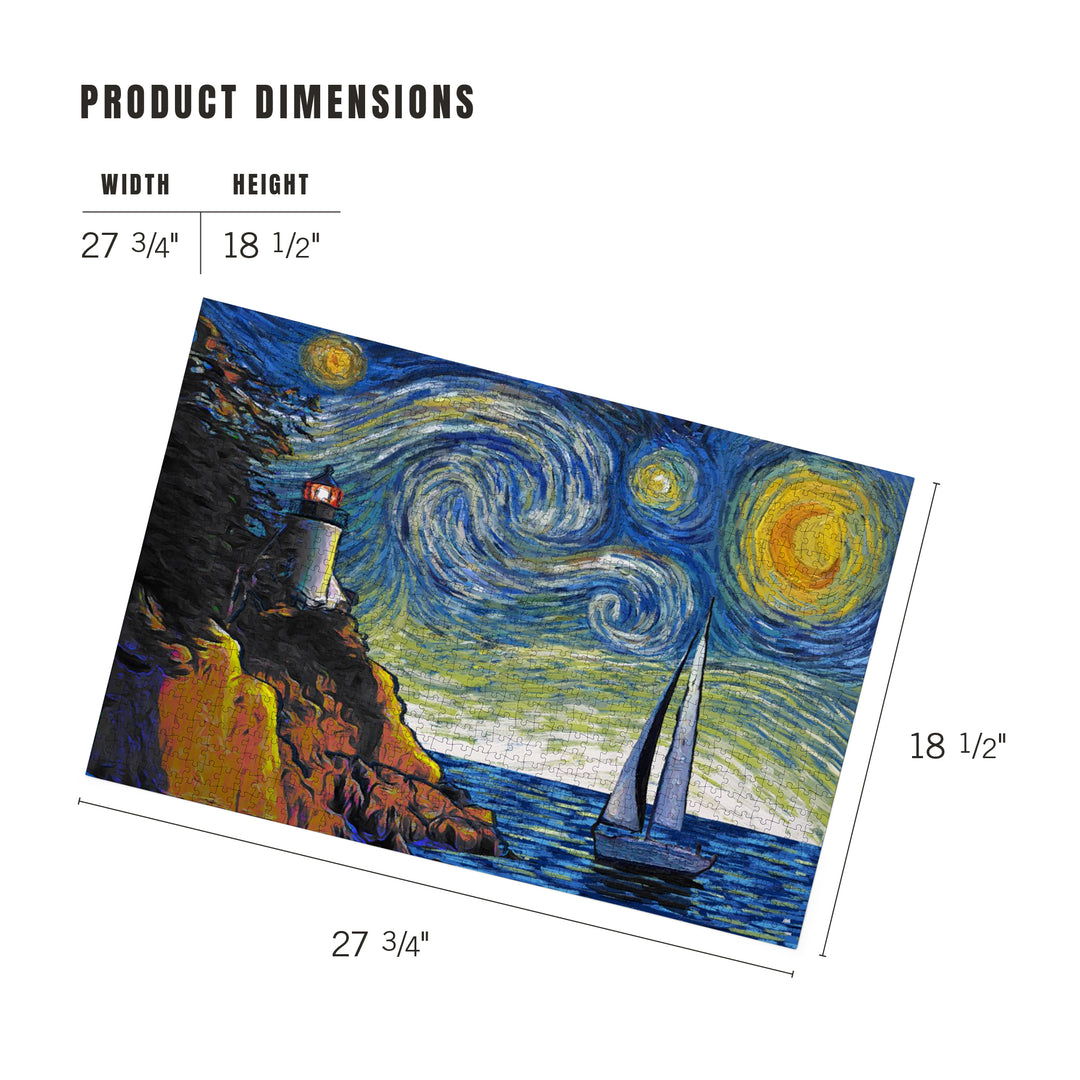 Acadia National Park, Bass Harbor Lighthouse, Starry Night National Park Series, Jigsaw Puzzle