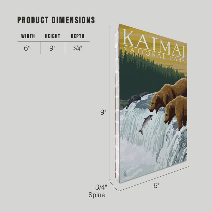 Lined 6x9 Journal, Katmai National Park, Alaska, Bears, Lay Flat, 193 Pages, FSC paper
