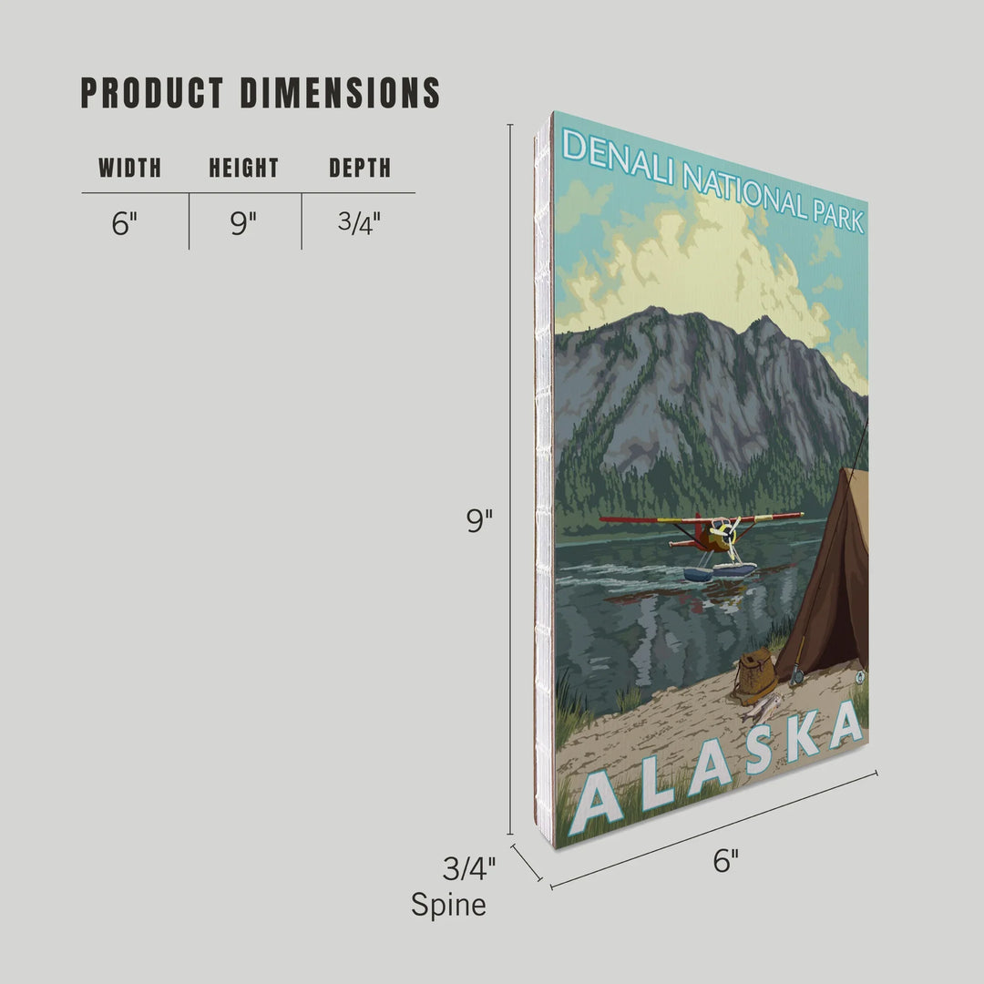 Lined 6x9 Journal, Denali National Park, Alaska, Bush Plane and Fishing, Lay Flat, 193 Pages, FSC paper