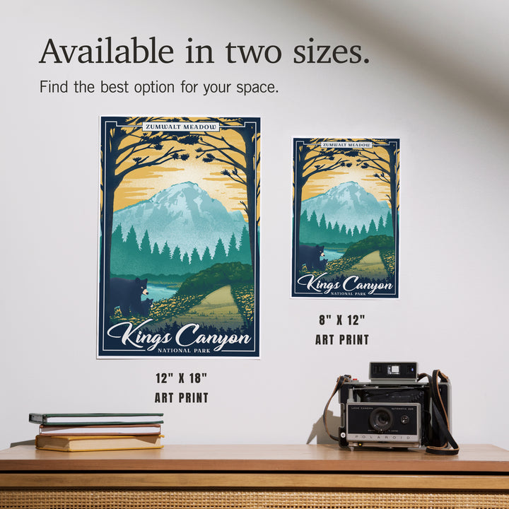 Kings Canyon National Park, California, Lithograph National Park Series, Zumwalt Meadow, Art & Giclee Prints