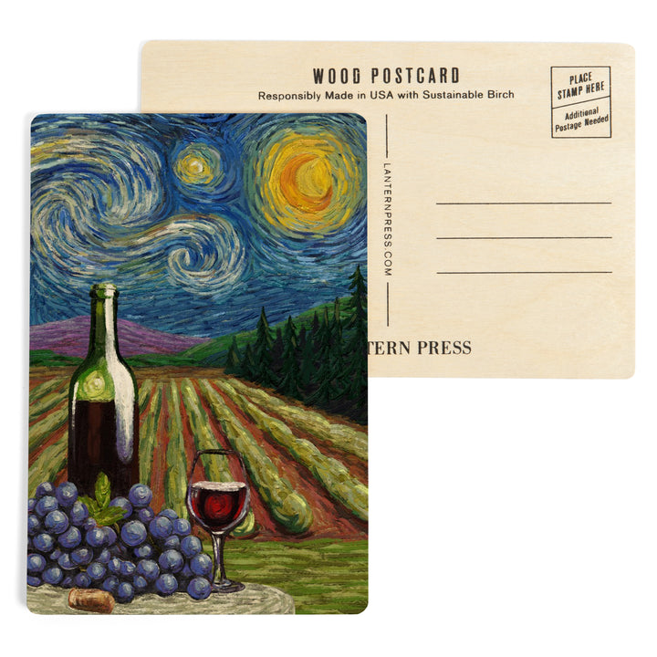 Vineyard, Starry Night, Wood Sign and Postcards