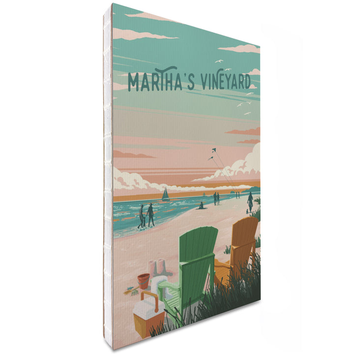Lined 6x9 Journal, Martha's Vineyard, Painterly, Bottle This Moment, Beach Chairs, Lay Flat, 193 Pages, FSC paper