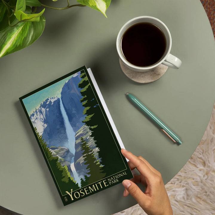 Lined 6x9 Journal, Yosemite National Park, California, Yosemite Falls, Lithography, Lay Flat, 193 Pages, FSC paper