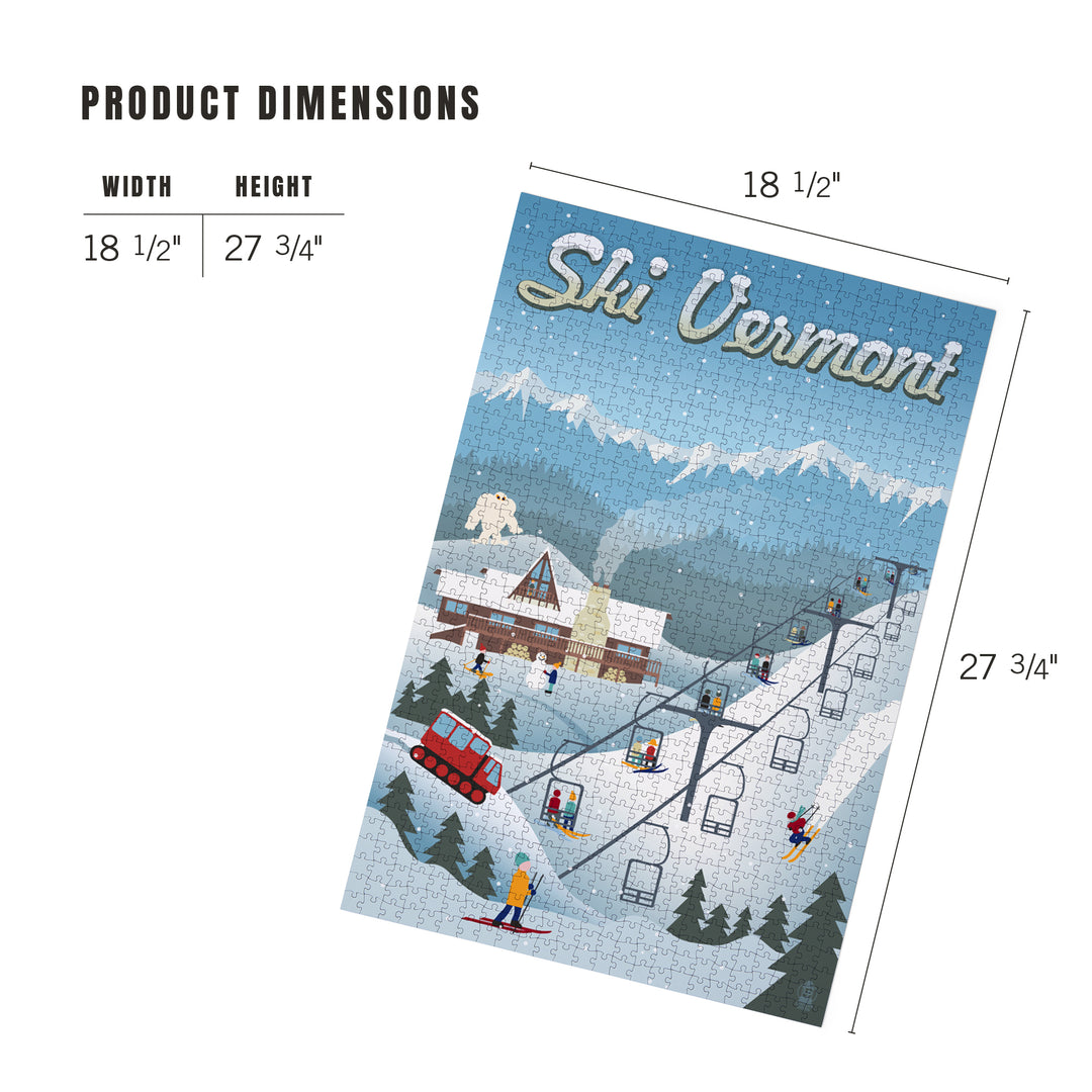 Vermont, Retro Ski Resort, 1000 piece jigsaw puzzle