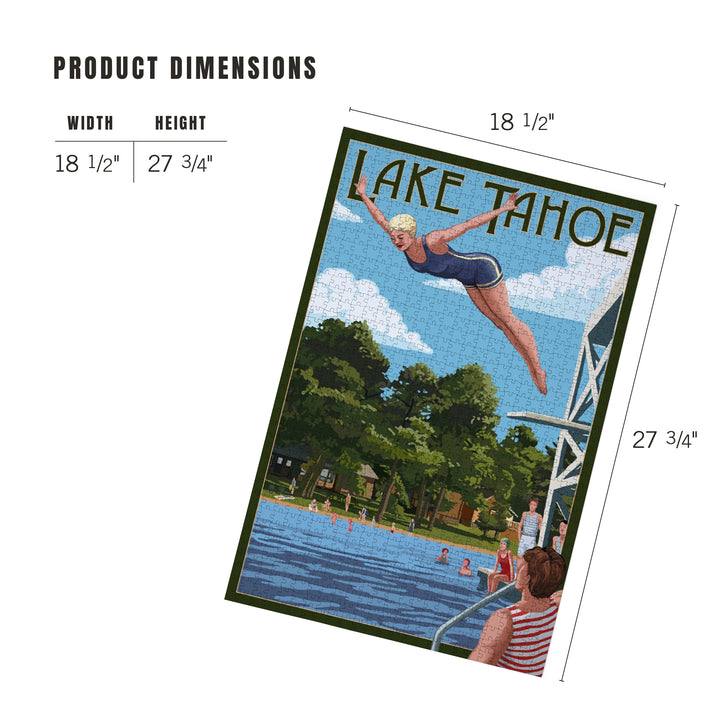 Lake Tahoe, Woman Diving and Lake, Jigsaw Puzzle