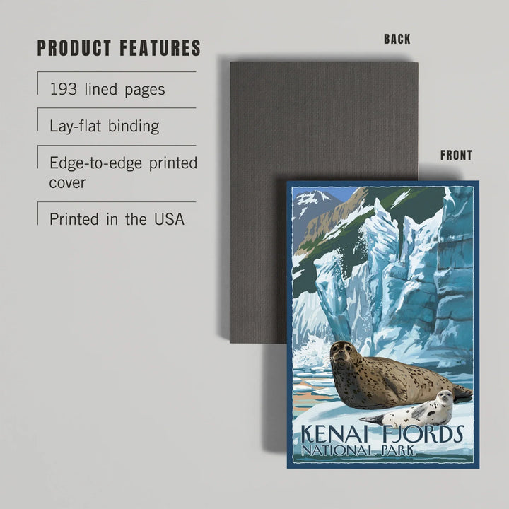 Lined 6x9 Journal, Kenai Fjords National Park, Alaska, Seals and Ice Shelf, Lay Flat, 193 Pages, FSC paper