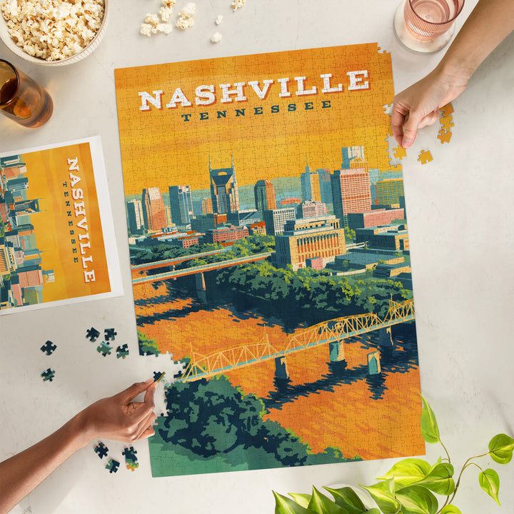Nashville, Tennessee, Painterly, City Series, 1000 Piece Jigsaw Puzzle