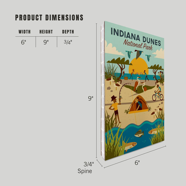 Lined 6x9 Journal, Indiana Dunes National Park, Indiana, Geometric National Park Series, Lay Flat, 193 Pages, FSC paper