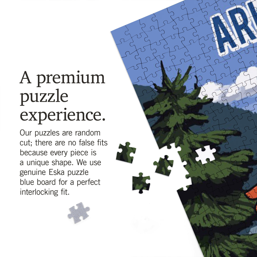 Arkansas, Signpost, Lake and Bear, Jigsaw Puzzle