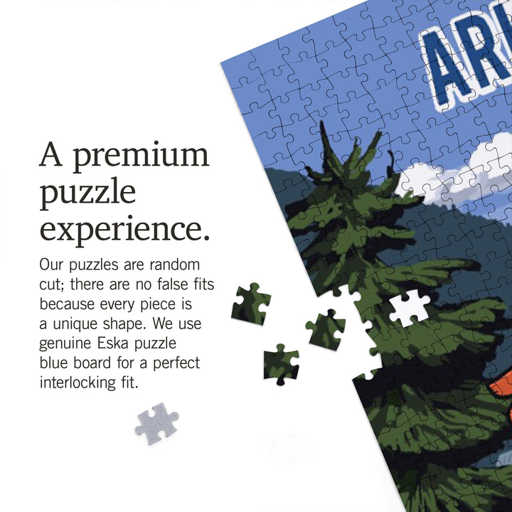 Arkansas, Signpost, Lake and Bear, Jigsaw Puzzle