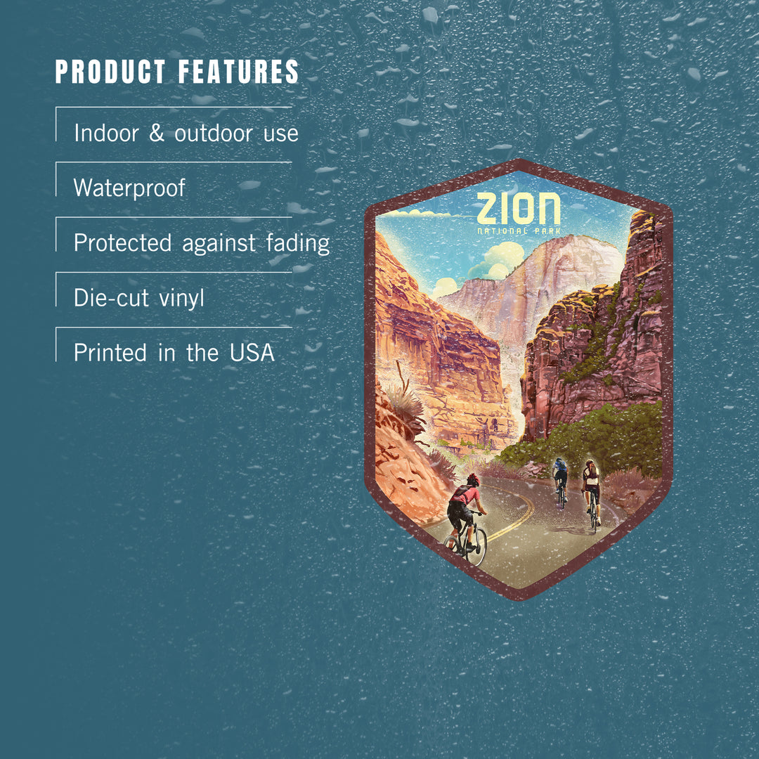 East Zion Bike Trail, Zion National Park Cycling Artwork, Vinyl Sticker
