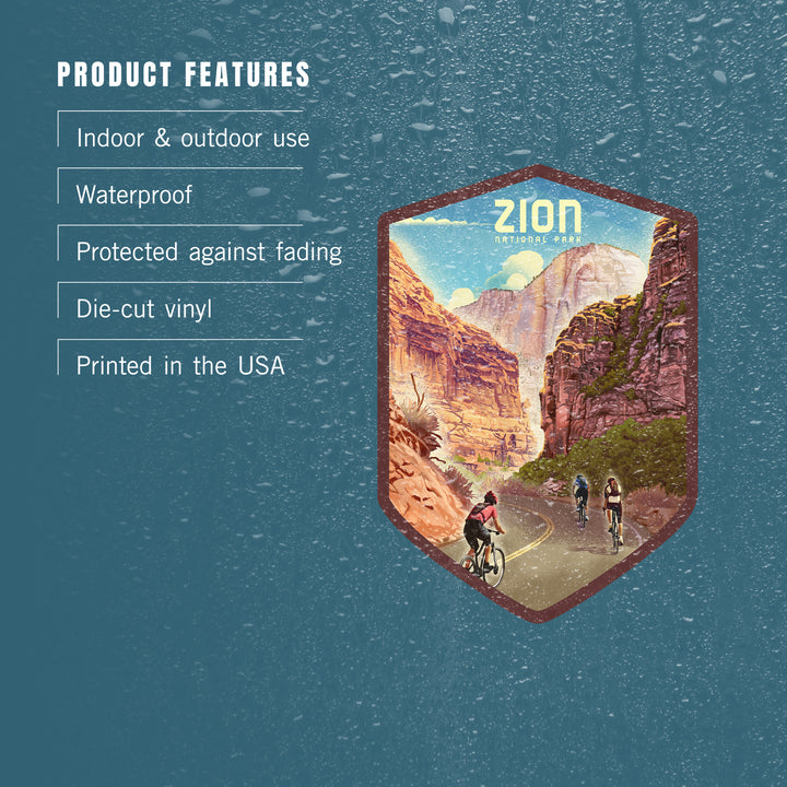East Zion Bike Trail, Zion National Park Cycling Artwork, Vinyl Sticker