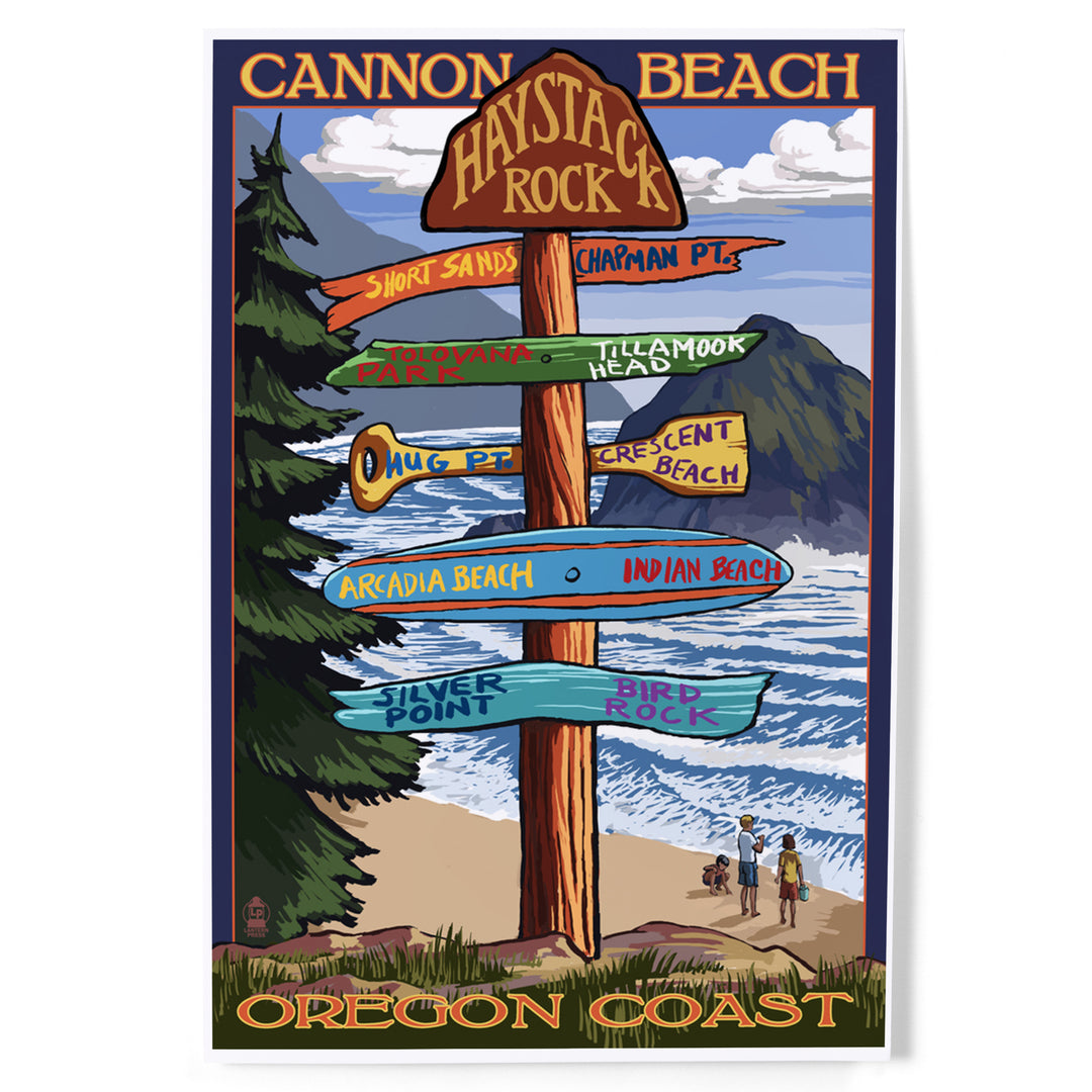 Cannon Beach, Oregon, Destinations Sign, Art & Giclee Prints