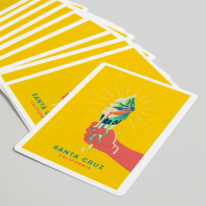 Playing Cards, Santa Cruz, California, Sweet Relief Collection, Melting Ice Cream Cone, 52 Card Deck with Jokers in Box, Unique Art