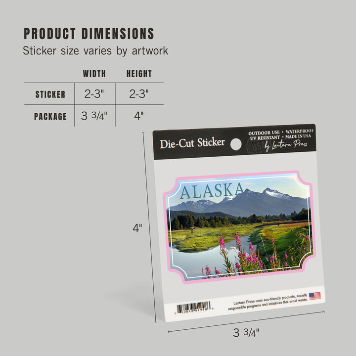 Alaska, Mountain Wilderness and Fireweed, Contour, Vinyl Sticker