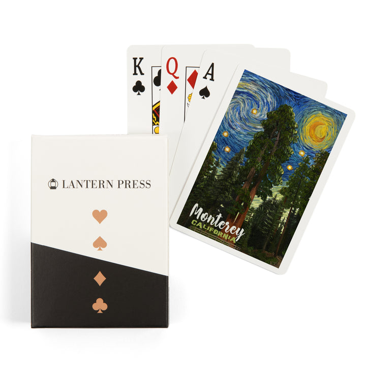 Playing Cards, Monterey, California, Starry Night National Park Series, 52 Card Deck with Jokers in Box, Unique Art