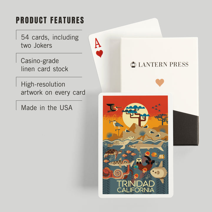 Playing Cards, Trinidad, California, Geometric, Marine Animals, 52 Card Deck with Jokers in Box, Unique Art