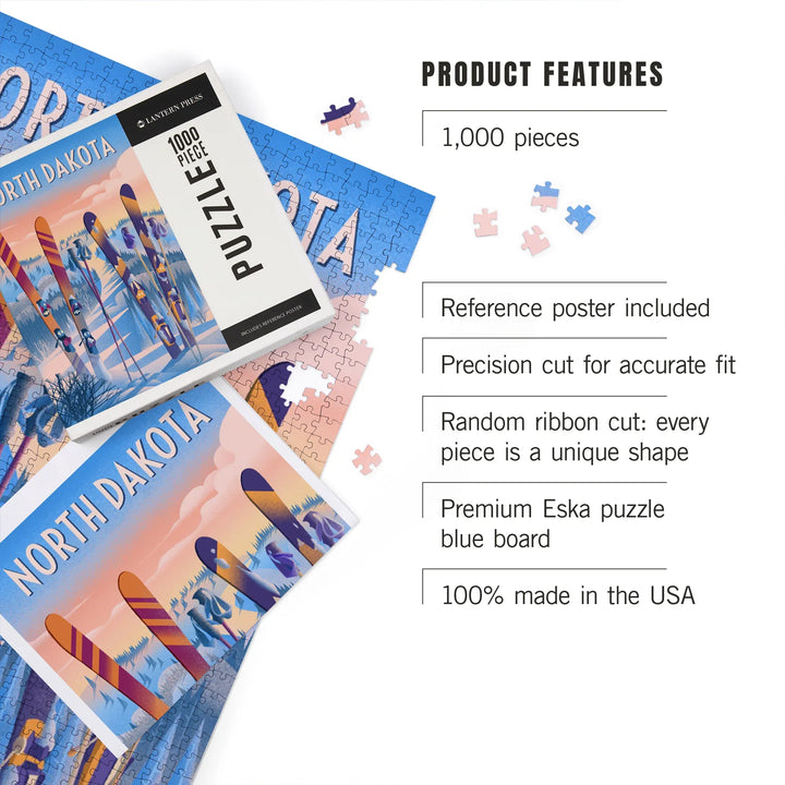 North Dakota, Prepare for Takeoff, Skis in Snowbank, 1000 Piece Jigsaw Puzzle