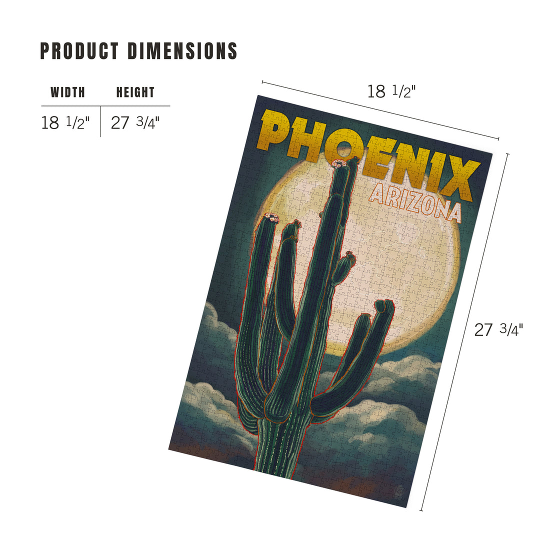 Phoenix, Arizona, Cactus and Full Moon, Jigsaw Puzzle