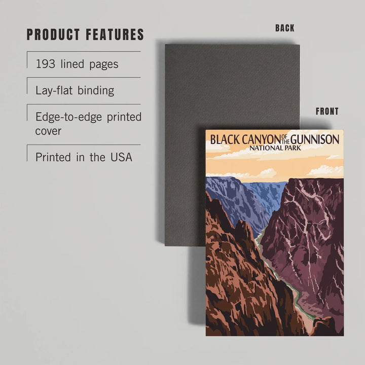 Lined 6x9 Journal, Black Canyon of the Gunnison National Park, Colorado, River and Cliffs, Painterly Series, Lay Flat, 193 Pages, FSC paper
