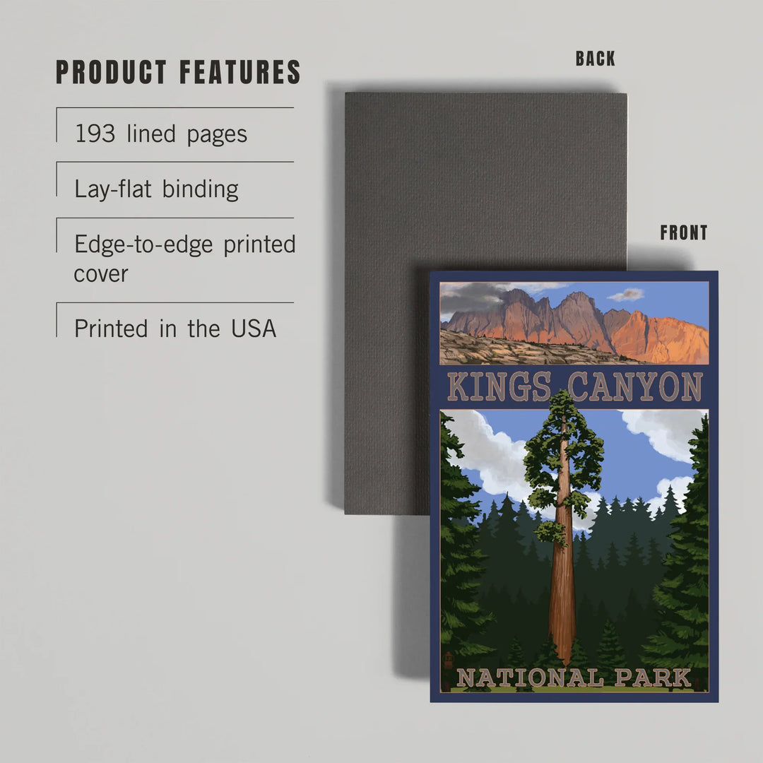 Lined 6x9 Journal, Kings Canyon National Park, California, Sequoia Tree and Mountain Range, Lay Flat, 193 Pages, FSC paper