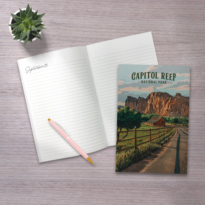 Lined 6x9 Journal, Capitol Reef National Park, Utah, Painterly National Park Series, Lay Flat, 193 Pages, FSC paper