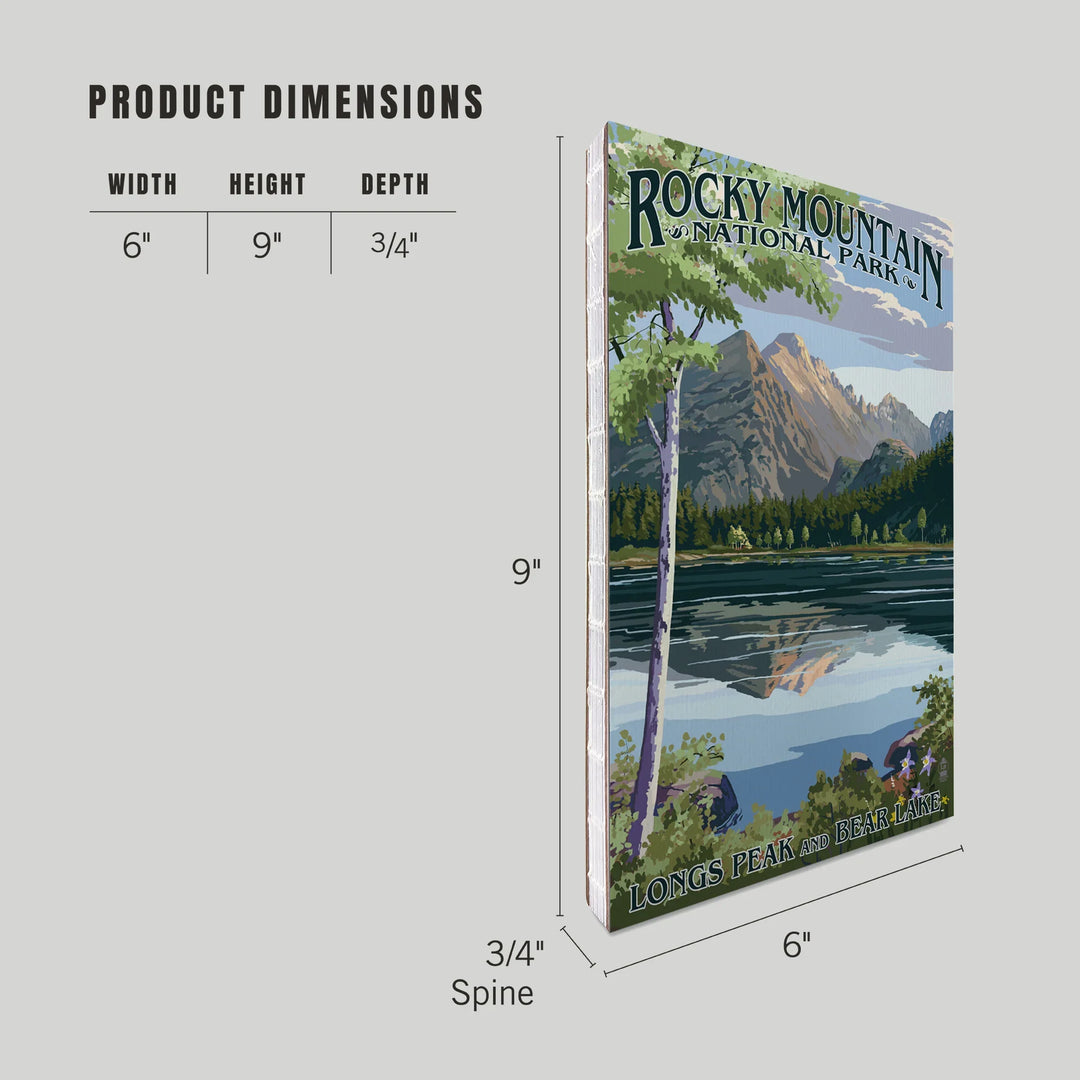 Lined 6x9 Journal, Rocky Mountain National Park, Colorado, Longs Peak and Bear Lake Summer, Lay Flat, 193 Pages, FSC paper