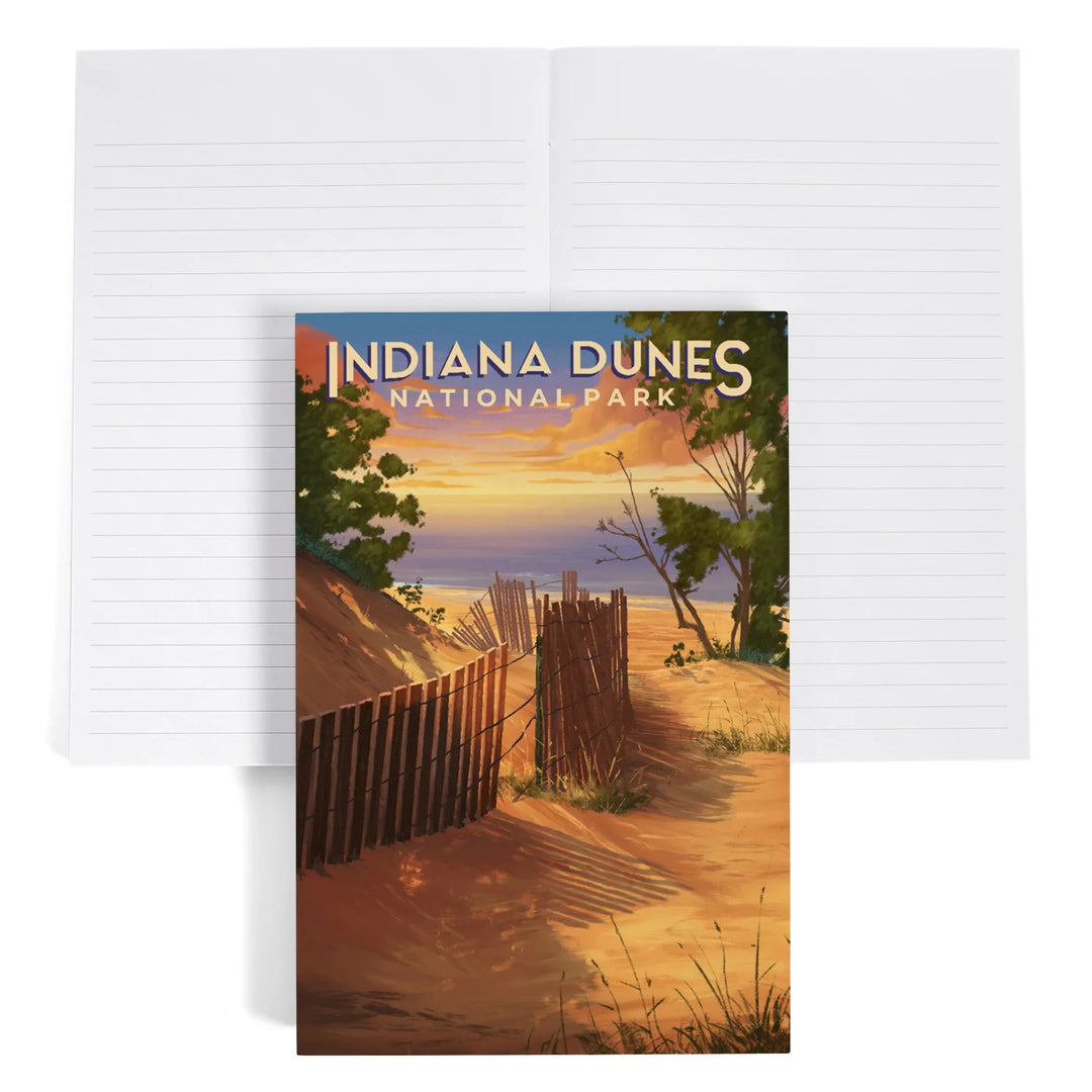 Lined 6x9 Journal, Indiana Dunes National Park, Indiana, Oil Painting, Lay Flat, 193 Pages, FSC paper