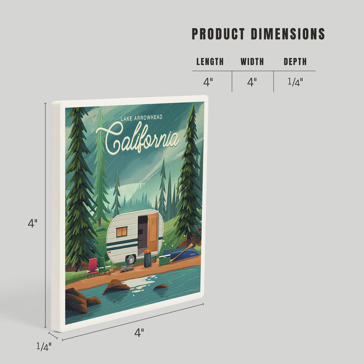 Lake Arrowhead, California, Outdoor Activity, At Home Anywhere, Camper in Evergreens, Coasters