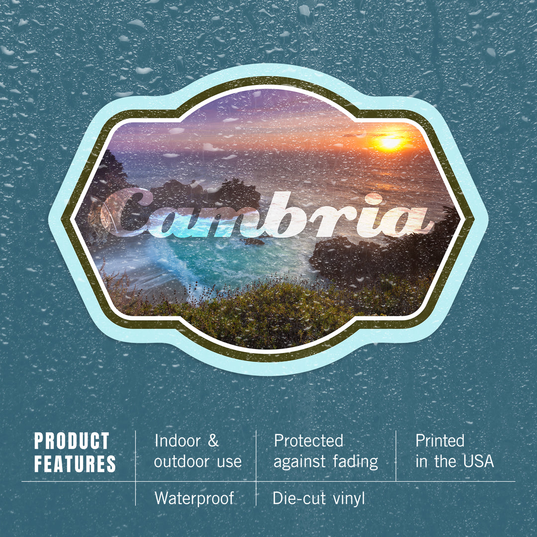 Cambria, California, McWay Cove, Contour, Vinyl Sticker